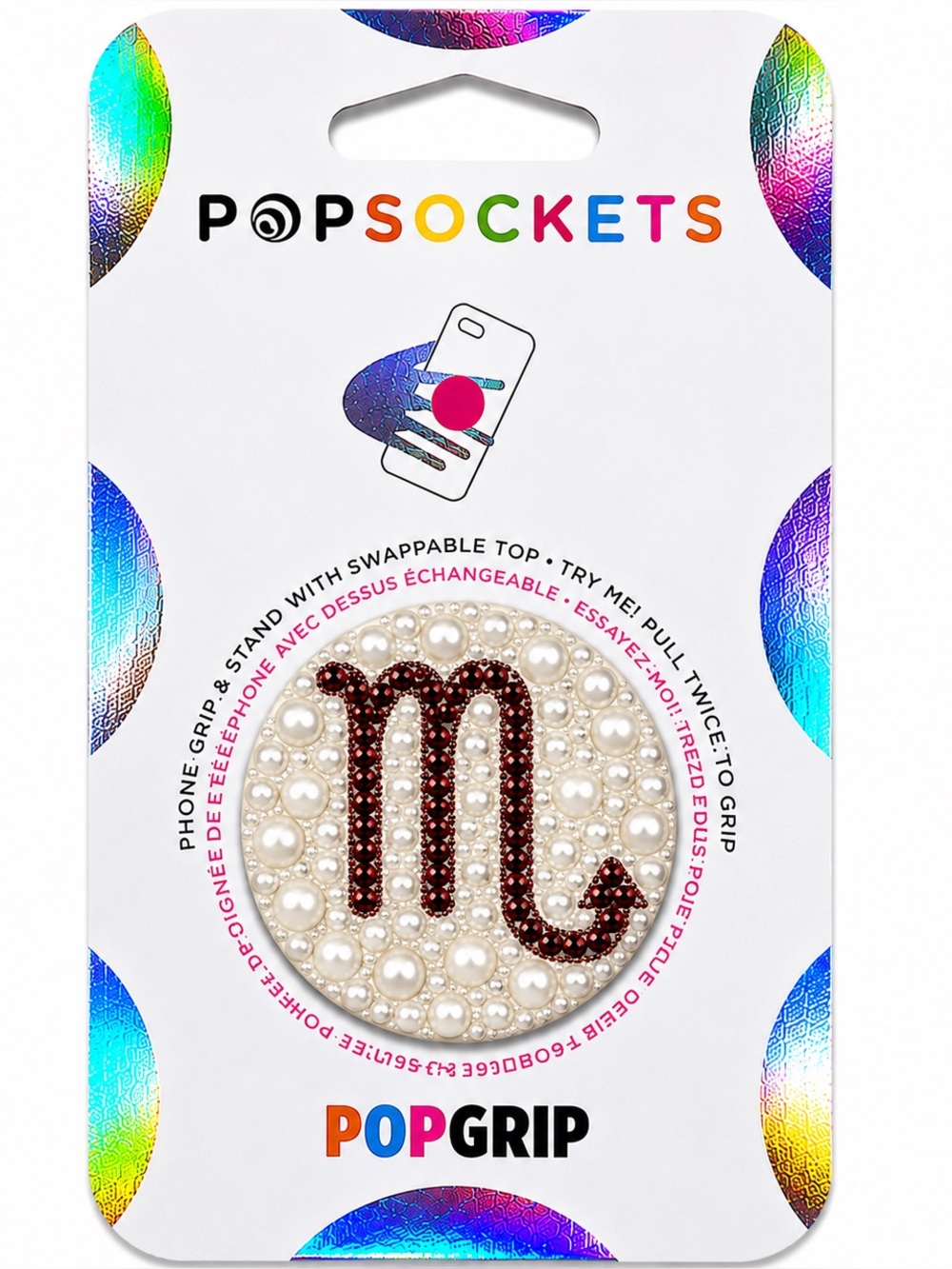 Luxe Crystal & Pearls Scorpio ♏️ Theme Diamonds PopSocket Phone Holder Grip New